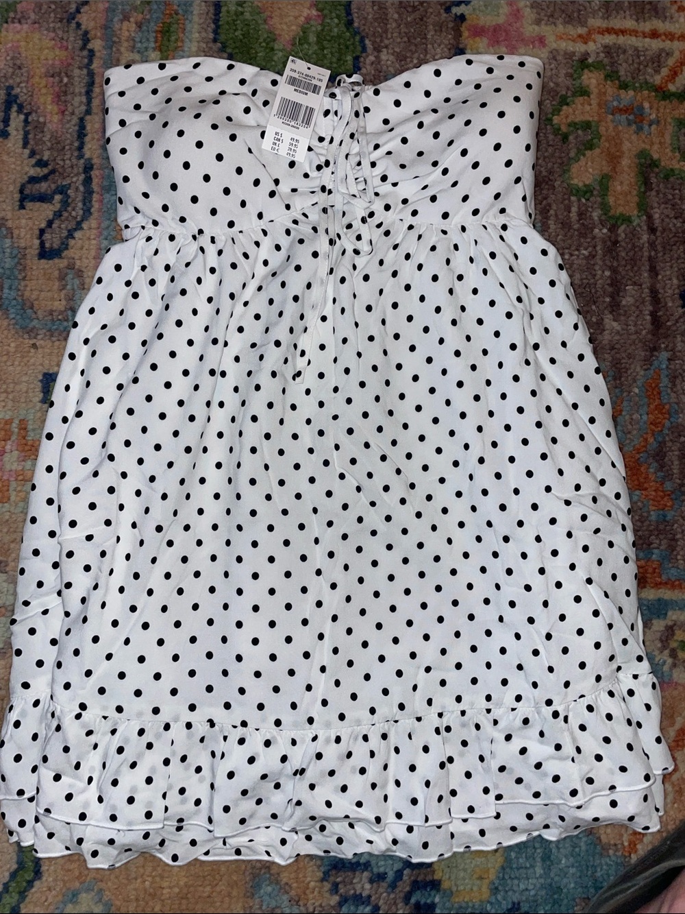 Hollister White Strapless Polka Dot Dress